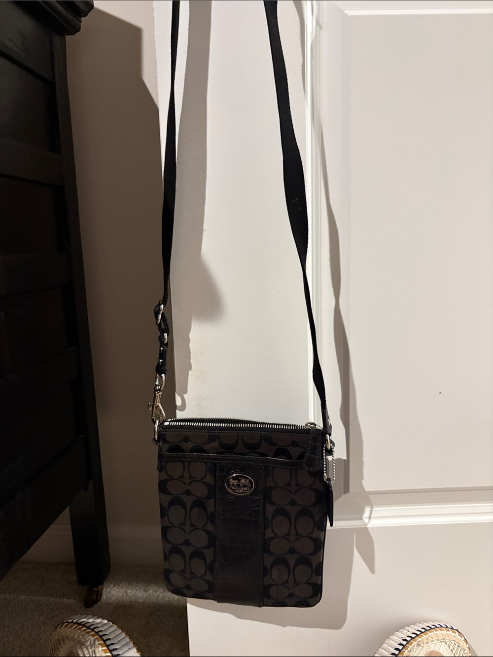 Coach Black Signature Crossbody Messenger